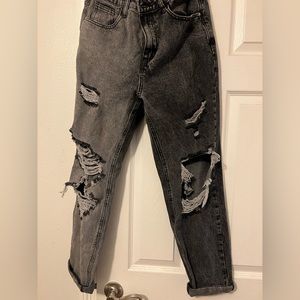 Dual color distressed jeans